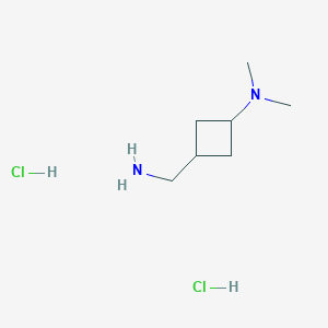 molecular formula C7H18Cl2N2 B8036202 3-(aminomethyl)-N,N-dimethylcyclobutan-1-amine dihydrochloride 