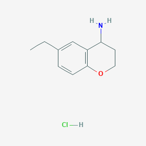 molecular formula C11H16ClNO B8036242 6-Ethylchroman-4-amine hydrochloride 
