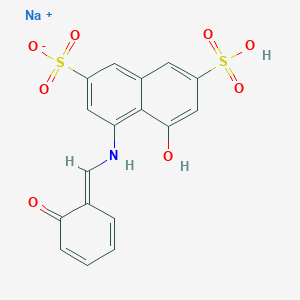 molecular formula C17H12NNaO8S2 B8036500 sodium;5-hydroxy-4-[[(E)-(6-oxocyclohexa-2,4-dien-1-ylidene)methyl]amino]-7-sulfonaphthalene-2-sulfonate 