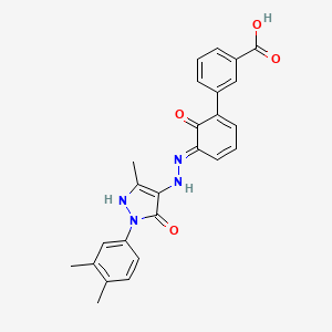 molecular formula C25H22N4O4 B8036515 3-[(5E)-5-[[2-(3,4-dimethylphenyl)-5-methyl-3-oxo-1H-pyrazol-4-yl]hydrazinylidene]-6-oxocyclohexa-1,3-dien-1-yl]benzoic acid 