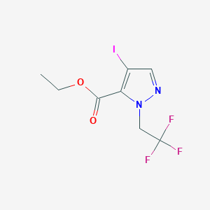 molecular formula C8H8F3IN2O2 B8036691 ethyl 4-iodo-1-(2,2,2-trifluoroethyl)-1H-pyrazole-5-carboxylate 
