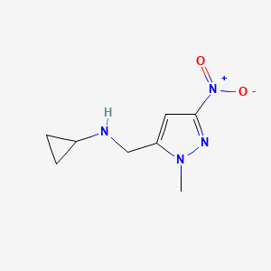 molecular formula C8H12N4O2 B8037193 N-[(1-methyl-3-nitro-1H-pyrazol-5-yl)methyl]cyclopropanamine 