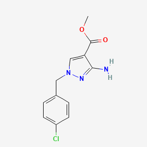 molecular formula C12H12ClN3O2 B8037283 methyl 3-amino-1-[(4-chlorophenyl)methyl]-1H-pyrazole-4-carboxylate 