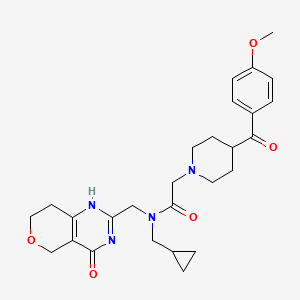 molecular formula C27H34N4O5 B8037490 N-(cyclopropylmethyl)-2-[4-(4-methoxybenzoyl)piperidin-1-yl]-N-[(4-oxo-1,5,7,8-tetrahydropyrano[4,3-d]pyrimidin-2-yl)methyl]acetamide 