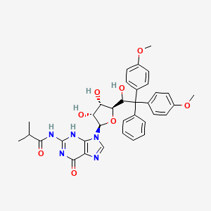 molecular formula C35H37N5O8 B8037522 N-[9-[(2R,3R,4S,5R)-3,4-dihydroxy-5-[1-hydroxy-2,2-bis(4-methoxyphenyl)-2-phenylethyl]oxolan-2-yl]-6-oxo-3H-purin-2-yl]-2-methylpropanamide 