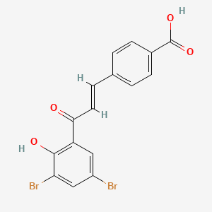 molecular formula C16H10Br2O4 B8037825 4-[(E)-3-(3,5-dibromo-2-hydroxyphenyl)-3-oxoprop-1-enyl]benzoic acid 
