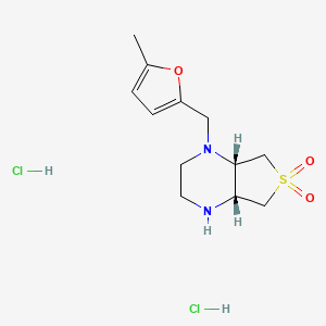 molecular formula C12H20Cl2N2O3S B8038105 (4aS,7aR)-4-[(5-methylfuran-2-yl)methyl]-2,3,4a,5,7,7a-hexahydro-1H-thieno[3,4-b]pyrazine 6,6-dioxide;dihydrochloride 
