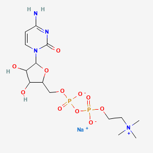 molecular formula C14H25N4NaO11P2 B8038129 Sodium;[[5-(4-amino-2-oxopyrimidin-1-yl)-3,4-dihydroxyoxolan-2-yl]methoxy-oxidophosphoryl] 2-(trimethylazaniumyl)ethyl phosphate 