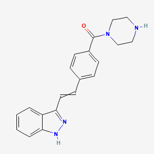 molecular formula C20H20N4O B8038152 [4-[2-(1H-indazol-3-yl)ethenyl]phenyl]-(1-piperazinyl)methanone 