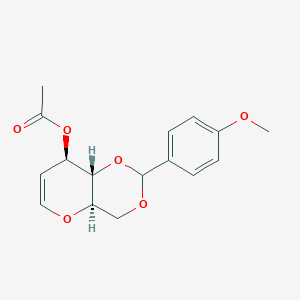 molecular formula C16H18O6 B8038602 (4AR,8R,8aS)-2-(4-methoxyphenyl)-4,4a,8,8a-tetrahydropyrano[3,2-d][1,3]dioxin-8-yl acetate 