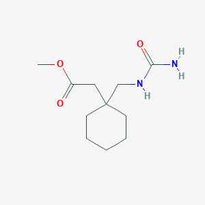 molecular formula C11H20N2O3 B8038829 Methyl 2-[1-[(carbamoylamino)methyl]cyclohexyl]acetate 