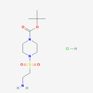 molecular formula C11H24ClN3O4S B8038941 Tert-butyl 4-(2-aminoethylsulfonyl)piperazine-1-carboxylate;hydrochloride 