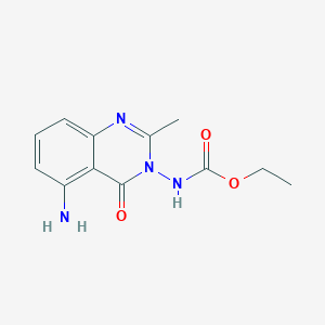 molecular formula C12H14N4O3 B8040097 ethyl N-(5-amino-2-methyl-4-oxoquinazolin-3-yl)carbamate 