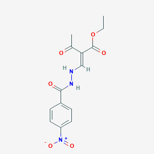 molecular formula C14H15N3O6 B8040568 ethyl (2E)-2-[[2-(4-nitrobenzoyl)hydrazinyl]methylidene]-3-oxobutanoate 
