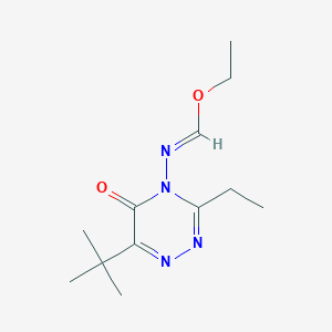 molecular formula C12H20N4O2 B8040926 ethyl (1E)-N-(6-tert-butyl-3-ethyl-5-oxo-1,2,4-triazin-4-yl)methanimidate 