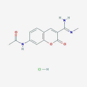 molecular formula C13H14ClN3O3 B8040959 N-[3-(N'-methylcarbamimidoyl)-2-oxochromen-7-yl]acetamide;hydrochloride 