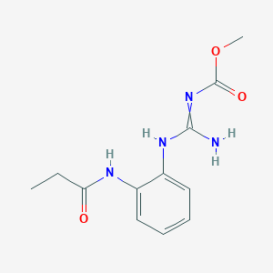 molecular formula C12H16N4O3 B8041386 methyl N-[amino-[2-(propanoylamino)anilino]methylidene]carbamate 