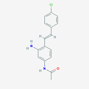 molecular formula C16H15ClN2O B8042068 N-[3-amino-4-[(E)-2-(4-chlorophenyl)ethenyl]phenyl]acetamide 