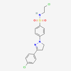 molecular formula C17H17Cl2N3O2S B8042236 N-(2-chloroethyl)-4-[5-(4-chlorophenyl)-3,4-dihydropyrazol-2-yl]benzenesulfonamide 