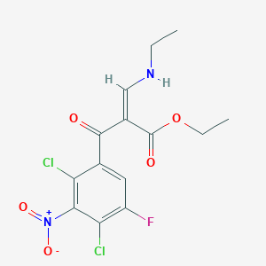 molecular formula C14H13Cl2FN2O5 B8043199 ethyl (Z)-2-(2,4-dichloro-5-fluoro-3-nitrobenzoyl)-3-(ethylamino)prop-2-enoate 