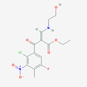 molecular formula C15H16ClFN2O6 B8043319 ethyl (Z)-2-(2-chloro-5-fluoro-4-methyl-3-nitrobenzoyl)-3-(2-hydroxyethylamino)prop-2-enoate 