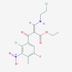 molecular formula C15H15Cl2FN2O5 B8043326 ethyl (Z)-3-(2-chloroethylamino)-2-(2-chloro-5-fluoro-4-methyl-3-nitrobenzoyl)prop-2-enoate 