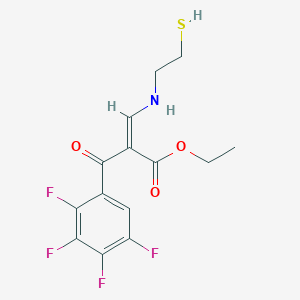 molecular formula C14H13F4NO3S B8043330 ethyl (Z)-3-(2-sulfanylethylamino)-2-(2,3,4,5-tetrafluorobenzoyl)prop-2-enoate 