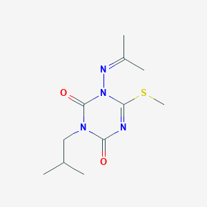 3-(2-Methylpropyl)-6-methylsulfanyl-1-(propan-2-ylideneamino)-1,3,5-triazine-2,4-dione
