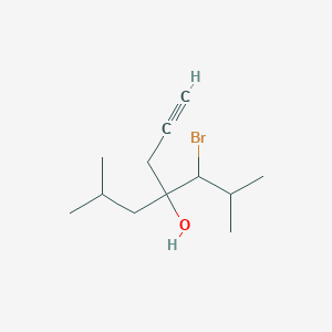 molecular formula C12H21BrO B8043818 5-Bromo-6-methyl-4-(2-methylpropyl)hept-1-yn-4-ol 