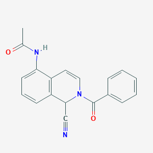 molecular formula C19H15N3O2 B8044255 N-(2-benzoyl-1-cyano-1H-isoquinolin-5-yl)acetamide 