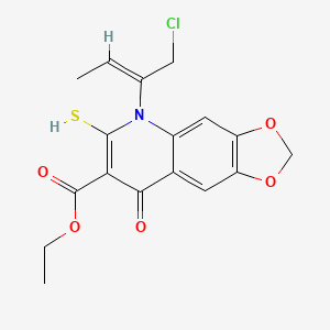 molecular formula C17H16ClNO5S B8044386 ethyl 5-[(Z)-1-chlorobut-2-en-2-yl]-8-oxo-6-sulfanyl-[1,3]dioxolo[4,5-g]quinoline-7-carboxylate 