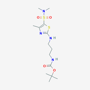 molecular formula C14H26N4O4S2 B8044476 tert-butyl N-[3-[[5-(dimethylsulfamoyl)-4-methyl-1,3-thiazol-2-yl]amino]propyl]carbamate 
