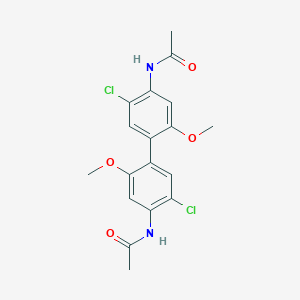 molecular formula C18H18Cl2N2O4 B8044494 N-[4-(4-acetamido-5-chloro-2-methoxyphenyl)-2-chloro-5-methoxyphenyl]acetamide 