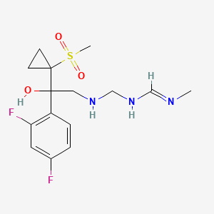 molecular formula C15H21F2N3O3S B8044594 N-[[[2-(2,4-difluorophenyl)-2-hydroxy-2-(1-methylsulfonylcyclopropyl)ethyl]amino]methyl]-N'-methylmethanimidamide 