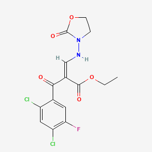 molecular formula C15H13Cl2FN2O5 B8044893 ethyl (Z)-2-(2,4-dichloro-5-fluorobenzoyl)-3-[(2-oxo-1,3-oxazolidin-3-yl)amino]prop-2-enoate 