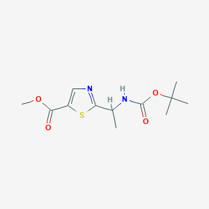 molecular formula C12H18N2O4S B8045130 Methyl 2-(1-((tert-butoxycarbonyl)amino)ethyl)thiazole-5-carboxylate 
