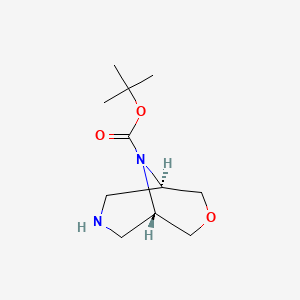 molecular formula C11H20N2O3 B8045960 racemic-(1R,5S)-tert-Butyl 3-oxa-7,9-diazabicyclo[3.3.1]nonane-9-carboxylate 