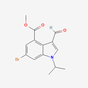 molecular formula C14H14BrNO3 B8046047 methyl 6-bromo-3-formyl-1-isopropyl-1H-indole-4-carboxylate 