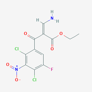 molecular formula C12H9Cl2FN2O5 B8046170 ethyl (Z)-3-amino-2-(2,4-dichloro-5-fluoro-3-nitrobenzoyl)prop-2-enoate 