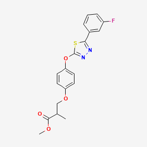 molecular formula C19H17FN2O4S B8046469 Methyl 3-[4-[[5-(3-fluorophenyl)-1,3,4-thiadiazol-2-yl]oxy]phenoxy]-2-methylpropanoate 