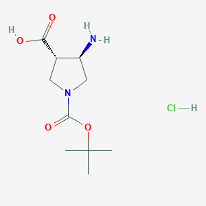 molecular formula C10H19ClN2O4 B8046964 trans-4-Amino-1-boc-pyrrolidine-3-carboxylic acid HCl 