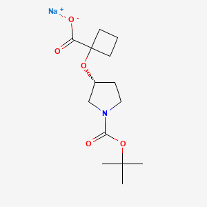 molecular formula C14H22NNaO5 B8047272 Sodium (R)-1-(1-boc-pyrrolidin-3-yloxy)cyclobutanecarboxylate 