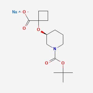 molecular formula C15H24NNaO5 B8047276 Sodium (S)-1-(1-boc-piperidin-3-yloxy)cyclobutanecarboxylate 