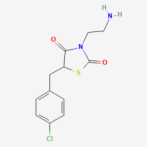 molecular formula C12H13ClN2O2S B8048540 3-(2-Aminoethyl)-5-[(4-chlorophenyl)methyl]-1,3-thiazolidine-2,4-dione 