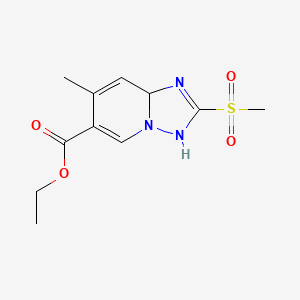 molecular formula C11H15N3O4S B8049599 Ethyl 7-methyl-2-methylsulfonyl-3,8a-dihydro-[1,2,4]triazolo[1,5-a]pyridine-6-carboxylate 