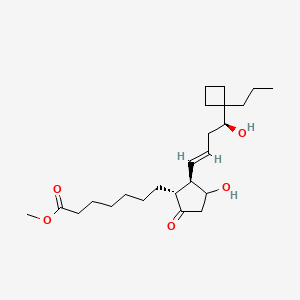 molecular formula C24H40O5 B8050312 Cyclopentaneheptanoic acid,3-hydroxy-2-[(1E,4S)-4-hydroxy-4-(1-propylcyclobutyl)-1-butenyl]-5-oxo-,methyl ester, (1R,2R,3R)- 
