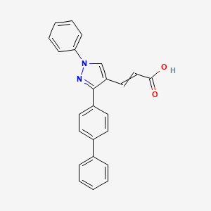molecular formula C24H18N2O2 B8051500 3-(3-([1,1'-Biphenyl]-4-yl)-1-phenyl-1H-pyrazol-4-yl)acrylic acid 