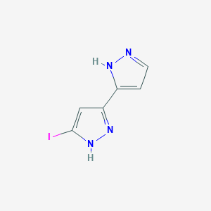 molecular formula C6H5IN4 B8051830 5-iodo-3-(1H-pyrazol-5-yl)-1H-pyrazole 