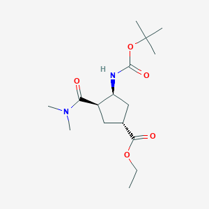 molecular formula C16H28N2O5 B8052073 ethyl (1R,3R,4S)-3-(dimethylcarbamoyl)-4-[(2-methylpropan-2-yl)oxycarbonylamino]cyclopentane-1-carboxylate 