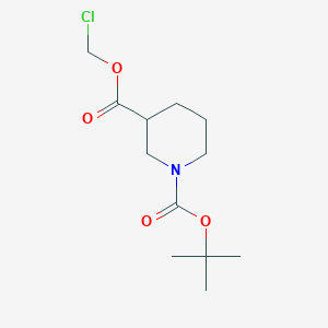 molecular formula C12H20ClNO4 B8052257 1-tert-Butyl 3-(chloromethyl) piperidine-1,3-dicarboxylate 